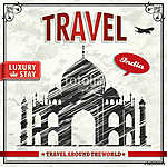 Vintage travel India ünnepi plakát vászonkép, poszter vagy falikép