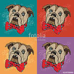 Portrait of dog Bulldog. Pop art vector pattern. Illustration for T-shirt graphics, fashion print, poster, textiles.. vászonkép, poszter vagy falikép