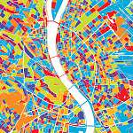 Budapest színes vektoros térkép vászonkép, poszter vagy falikép