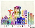Rio de Janeiro landmarks watercolor poster vászonkép, poszter vagy falikép