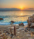 Piso Livadi beach on Paros island at sunrise vászonkép, poszter vagy falikép