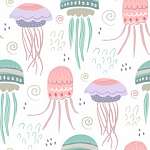 Mókás medúzák tapétaminta vászonkép, poszter vagy falikép