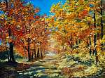 Őszi erdő, ösvénnyel (olajfestmény reprodukció) vászonkép, poszter vagy falikép
