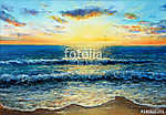 Óceán hullámai napfelkelte (olajfestmény reprodukció) vászonkép, poszter vagy falikép