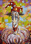 Portrait of the clown in a cap vászonkép, poszter vagy falikép