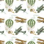 Retro hőlégballonok és repülők vászonkép, poszter vagy falikép