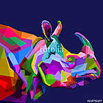 Színes rinocérosz illusztráció vászonkép, poszter vagy falikép