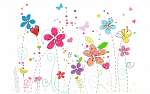 Tavaszi irka-firka virágok vászonkép, poszter vagy falikép