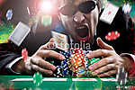Póker játékos színes por háttérrel vászonkép, poszter vagy falikép