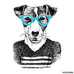 öltözött kutya hipter stílusban vászonkép, poszter vagy falikép