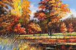 Autumn landscape on the bank of the river vászonkép, poszter vagy falikép