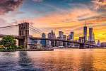 New York naplemente idején a Brooklyn híddal vászonkép, poszter vagy falikép