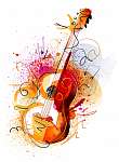 Akvarell akusztikus gitár vászonkép, poszter vagy falikép