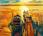 Naplemente és a csónakok vászonkép, poszter vagy falikép