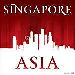 Szingapúr Ázsia város látképe sziluettje piros háttér vászonkép, poszter vagy falikép