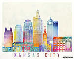 Kansas City landmarks watercolor poster vászonkép, poszter vagy falikép