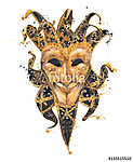 Masquerade maszk akvarell illusztráció elszigetelt fehér backgr vászonkép, poszter vagy falikép