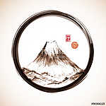 Fujiyama hegy tintával kézzel húzott vászonkép, poszter vagy falikép