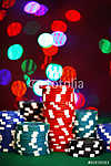 A póker zsetonjai csillogó háttéren vászonkép, poszter vagy falikép
