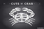 Cut of meat set. Poster Butcher diagram and scheme - Crab vászonkép, poszter vagy falikép
