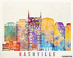 Nashville landmarks watercolor poster vászonkép, poszter vagy falikép
