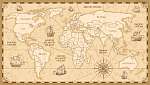 Vektor antik hatású világtérkép vászonkép, poszter vagy falikép