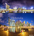 Szingapúr sziluettje és kilátás Marina Bay-ben vászonkép, poszter vagy falikép
