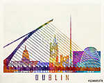 Dublin landmarks watercolor poster vászonkép, poszter vagy falikép