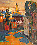 Kisváros utcája (olajfestmény reprodukció) vászonkép, poszter vagy falikép