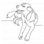 Játékos kutya (vonalrajz, line art) vászonkép, poszter vagy falikép