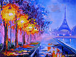 Eiffel-torony este (olajfestmény reprodukció) vászonkép, poszter vagy falikép
