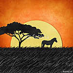 Szavannai naplemente zebrával vászonkép, poszter vagy falikép