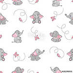 Pici játékos elefántos tapétaminta vászonkép, poszter vagy falikép