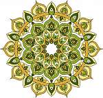 Vector ornate green and yellow mandala illustration vászonkép, poszter vagy falikép