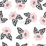 Hand Drawn Flowers Seamless Pattern vászonkép, poszter vagy falikép