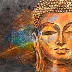 Budha arcrészlet, színes, digital art vászonkép, poszter vagy falikép