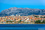 Podstrana coastline mediterranean scenery. / Seafront view at picturesque small town Podstrana in suburb of Split city, Croatia vászonkép, poszter vagy falikép