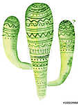 Watercolor tropical cactus hand drawn illustration isolated on w vászonkép, poszter vagy falikép