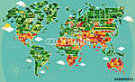 Karikatúra világtérkép vászonkép, poszter vagy falikép