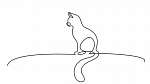 Ülő cica (vonalrajz, line art) vászonkép, poszter vagy falikép