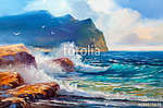 Seascape painting .Sea wave. vászonkép, poszter vagy falikép