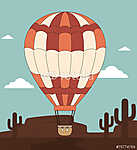 Hőlégballon sivatagi háttérrel vászonkép, poszter vagy falikép