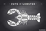 Cut of meat set. Poster Butcher diagram and scheme - Lobster. Vi vászonkép, poszter vagy falikép