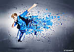 springender Tänzer in blau-guy 16_grey vászonkép, poszter vagy falikép