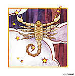 Astrological sign of the zodiac Scorpion, watercolor in retro st vászonkép, poszter vagy falikép