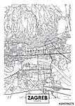 Detailed vector poster city map Zagreb vászonkép, poszter vagy falikép