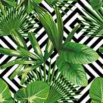 Zöld levelek geometrikus háttéren 1. vászonkép, poszter vagy falikép