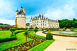 Chateau de Chenonceau Unesco középkori francia vár és medence ga vászonkép, poszter vagy falikép
