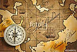 Iránytű a térképen vászonkép, poszter vagy falikép