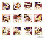 Set of twelve signs of the zodiac, watercolor in retro style. Is vászonkép, poszter vagy falikép